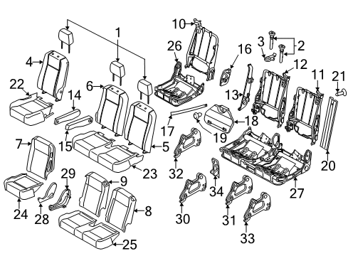 2019 Ford Transit-350 Third Row Seats Seat Cushion Pad Diagram for CK4Z-9963840-Q