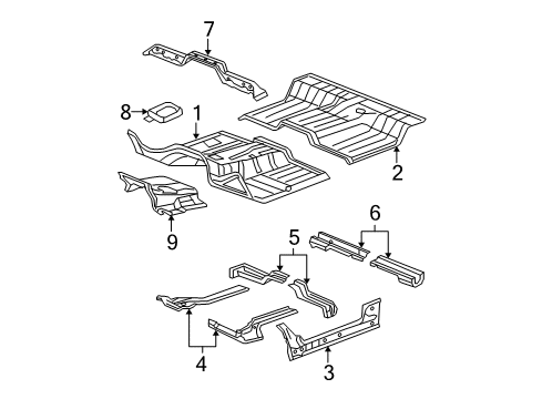 2008 Dodge Ram 1500 Cab - Floor Panel-Rear Floor Pan Diagram for 55275548AA