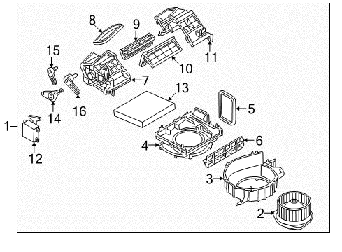 2009 Nissan GT-R Blower Motor & Fan Blower Assy-Front Diagram for 27200-JK61C