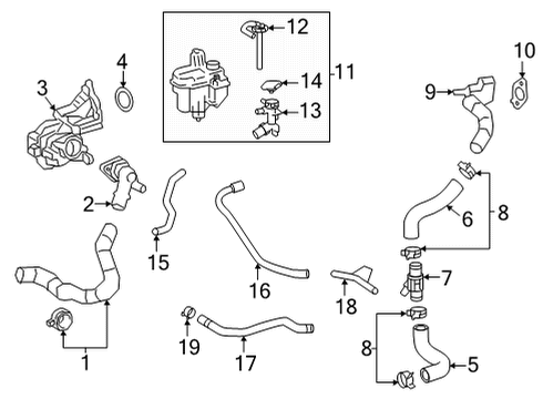 2022 Toyota Corolla Cross Radiator & Components By-Pass Pipe Diagram for 16279-24010