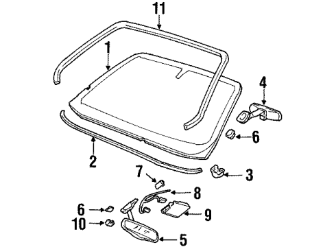 2003 Oldsmobile Aurora Windshield Glass, Reveal Moldings COVER, Inside/Outside Rear View Diagram for 25715947