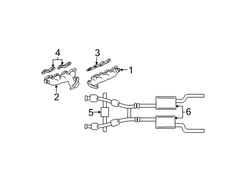 2003 Ford Mustang Exhaust Components, Exhaust Manifold Muffler & Pipe Diagram for XR3Z-5230-DR