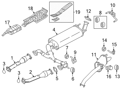 2020 Nissan Armada Exhaust Components Exhaust Main Muffler Assembly Diagram for 20100-5ZM0E