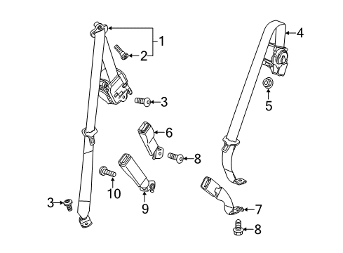 2021 GMC Acadia Seat Belt Outer Buckle Diagram for 84572138