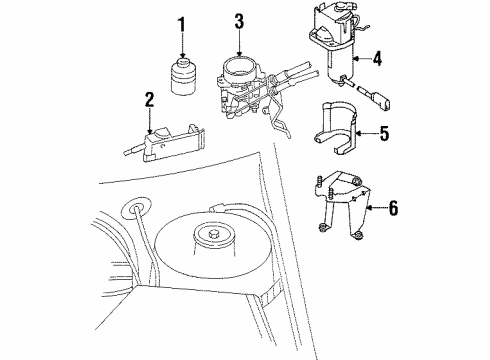 1995 Ford Contour Cruise Control System Cruise Servo Bracket Diagram for F5RZ9C736A