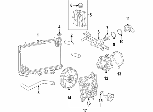 2017 Kia Sorento Cooling System, Radiator, Water Pump, Cooling Fan Radiator Assembly Diagram for 25310C6500
