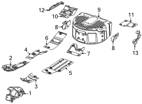 2022 Jeep Grand Wagoneer Heat Shields HEAT Diagram for 68575193AA