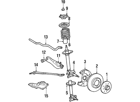 1987 Toyota Cressida Front Suspension Components, Lower Control Arm, Stabilizer Bar Upper Seat Diagram for 48044-24010