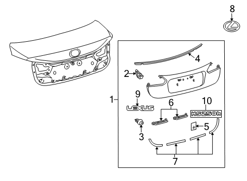 2010 Lexus HS250h Exterior Trim - Trunk Lid Cover, Back Door Finish Panel, LH Diagram for 76832-75010