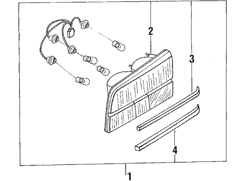 1985 Nissan 300ZX Combination Lamps Lamp Rear Combination RH Diagram for 26550-01P10