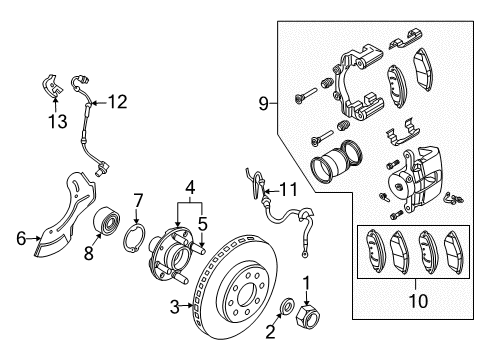 2007 Chevrolet Aveo Brake Components Shoes Diagram for 19143174