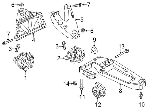 2017 BMW X4 Engine & Trans Mounting Engine Mount Bracket Right Diagram for 22116784824