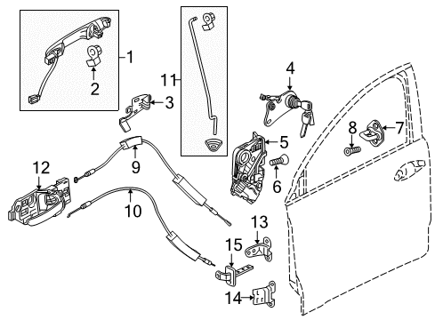 2021 Honda HR-V Front Door Handle, Driver Side (Modern Steel Metallic) Diagram for 72180-T7W-A01ZC