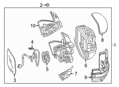 2021 Honda Ridgeline Mirrors MIR, R- DR *R580M* Diagram for 76200-T6Z-A61ZA