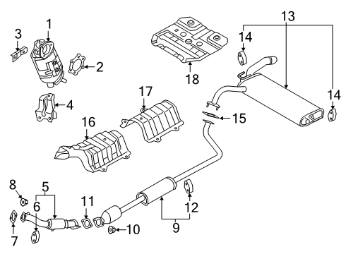 2020 Hyundai Kona Exhaust Components Catalyst Case Assembly Diagram for 28530-2BYC0