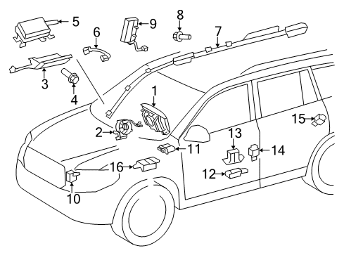 2010 Toyota Highlander Air Bag Components Sensor, Seat Position Air Bag Diagram for 89178-33040