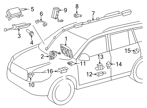 2010 Toyota Highlander Air Bag Components Sensor, Air Bag, Front Diagram for 89173-39375