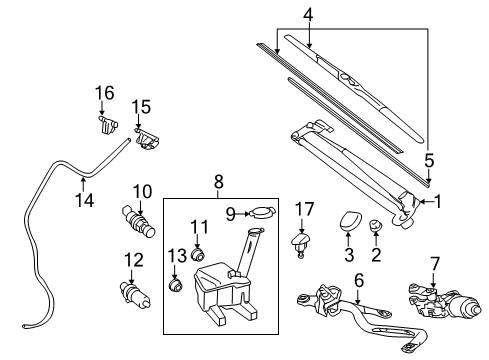 2018 Toyota Yaris Wiper & Washer Components Wiper Arm Cover Diagram for 85292-52070