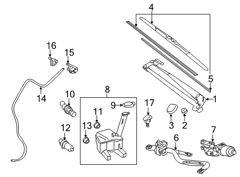 2018 Toyota Yaris Wiper & Washer Components Wiper Linkage Diagram for 85150-0D280