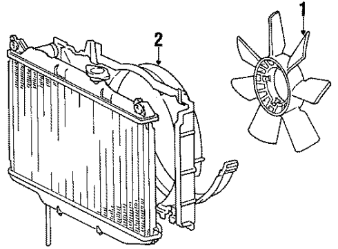 1985 Toyota Celica Cooling System, Radiator, Water Pump, Cooling Fan Shroud Sub-Assy, Fan Diagram for 16711-43021