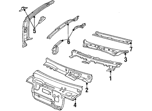 1986 Buick Skylark Cowl Arm Asm-Windshield Wiper Light Side Diagram for 20711719