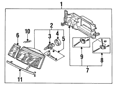 1988 Nissan Sentra Bulbs Headlamp Unit Diagram for 26064-69A00
