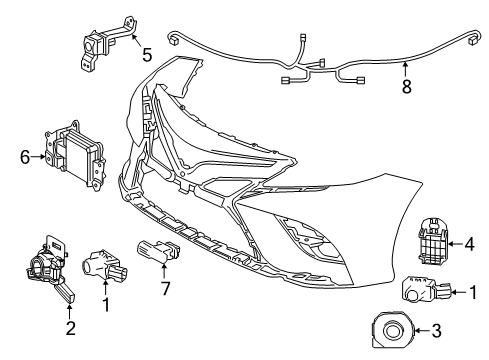 2021 Toyota Camry Electrical Components - Front Bumper Park Sensor Diagram for 89341-K0060-D4