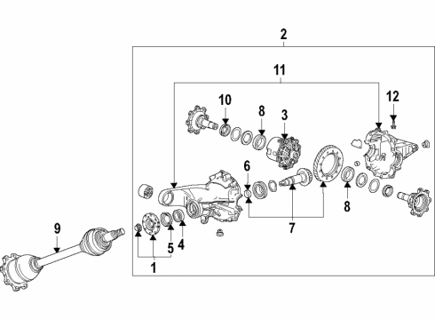 2022 GMC Yukon XL Rear Axle, Differential, Drive Axles, Propeller Shaft Pinion Bearings Diagram for 84881466