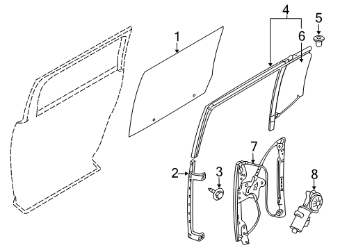 2018 Ford Flex Rear Door - Glass & Hardware Window Regulator Diagram for 8A8Z-7427009-A