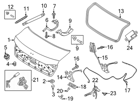 2021 Genesis G80 Trunk Plug-Drain Hole Diagram for 81746-D2000