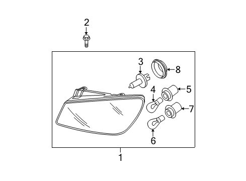 2007 Kia Spectra5 Bulbs Front Turn Signal Lamp Holder Assembly Diagram for 921602F500