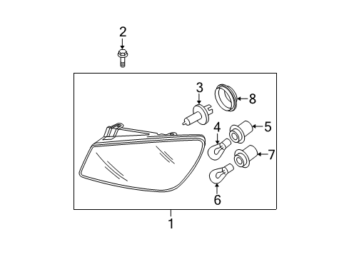 2007 Kia Spectra Headlamps Driver Side Headlight Assembly Diagram for 921011L011