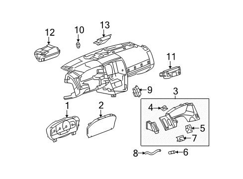 2005 Cadillac STS Cluster & Switches Cluster Bezel Clip Diagram for 21995018
