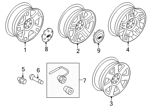 2004 Ford F-150 Wheels Wheel Diagram for 4L3Z-1007-CA