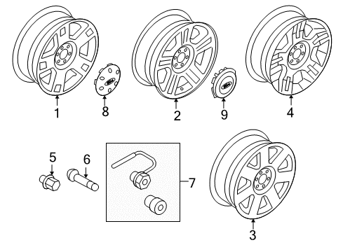 2008 Ford F-150 Wheels Center Cap Diagram for 6L3Z-1130-D