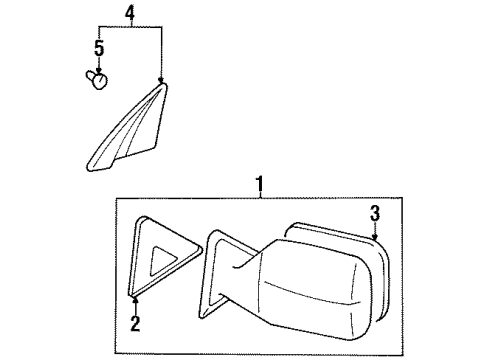 1997 Toyota Land Cruiser Outside Mirrors Mirror Assembly Diagram for 87910-60190-G0