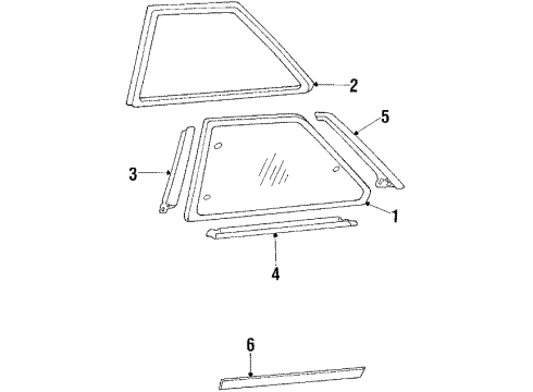 1987 Nissan Sentra Quarter Panel - Glass & Hardware WEATHERSTRIP-Side Window LH Diagram for 83333-56A00