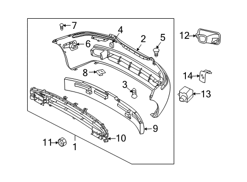 2008 Chevrolet Aveo5 Front Bumper Sensor Asm, Inflator Restraint Front End Diagram for 96425878