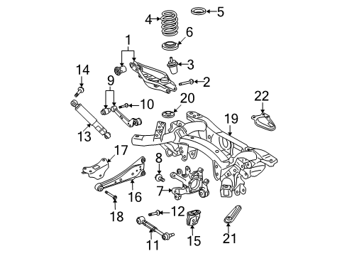 2007 Toyota RAV4 Rear Suspension Components, Lower Control Arm, Upper Control Arm, Stabilizer Bar Trailing Arm Diagram for 48760-42010