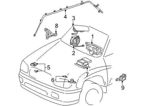 2001 Toyota Sequoia Air Bag Components Head Air Bag Diagram for 62170-0C010