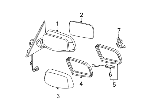 2006 BMW 525xi Mirrors Outside Mirror Without Glass Heated Right Diagram for 51167189598