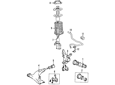 1991 Toyota Celica Front Suspension Components, Lower Control Arm, Stabilizer Bar Front Suspension Control Arm Sub-Assembly Lower Right Diagram for 48068-20210