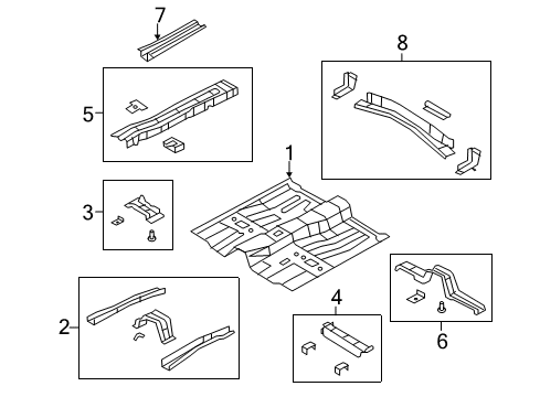 2012 Chrysler 200 Pillars, Rocker & Floor - Floor & Rails REINFMNT-Floor Pan Diagram for 5155515AC