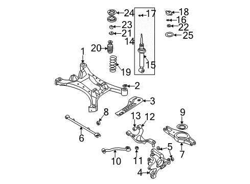 2003 Nissan Altima Rear Suspension Components, Lower Control Arm, Upper Control Arm, Stabilizer Bar Bush-Radius Diagram for 55148-8J000