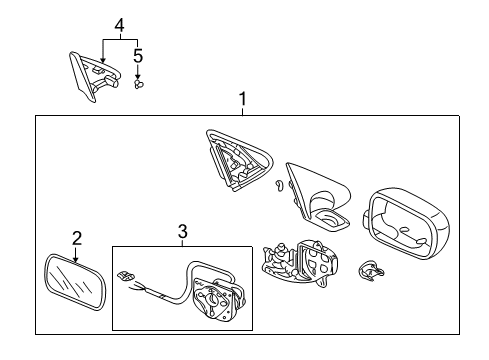 2005 Acura RSX Mirrors Mirror Assembly, Passenger Side Door (Vivid Blue Pearl) (Heated) Diagram for 76200-S6M-C42ZK