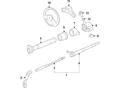 2001 GMC Savana 2500 Steering Column, Steering Wheel & Trim Column Asm, Steering Diagram for 26094521