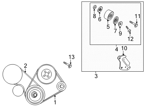 2011 Hyundai Elantra Belts & Pulleys V Ribbed Belt Diagram for 2521223721