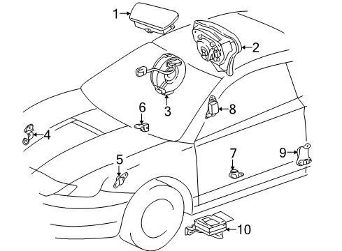 2002 Toyota Celica Air Bag Components Side Sensor Diagram for 89830-20030