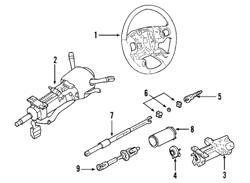 2005 Chevrolet Corvette Steering Column, Steering Wheel Column Asm, Steering Diagram for 19133660