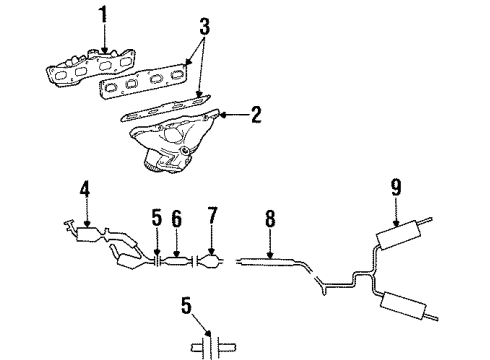 1999 Ford Taurus Exhaust Components Converter & Pipe Diagram for F7DZ-5F250-TA